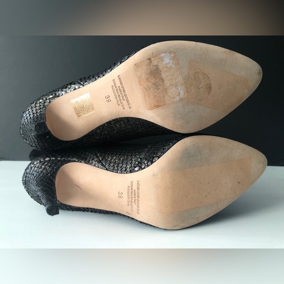 New! Cavallini Italy Women’s Heel Boots Gold Snakeskin Leather Mid Eur 39 - Picture 8 of 11